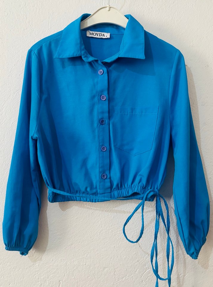 Düğmeli Mavi Mini Gömlek - Görsel 2