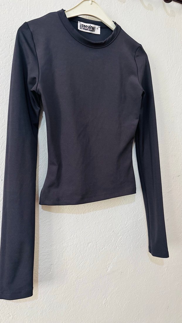 Siyah Uzun Kollu Basic Kadın Bluz - Görsel 4