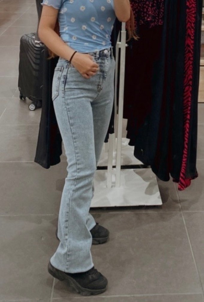 Gri İspanyol Paça Denim Fit Kadın Jean - Görsel 4