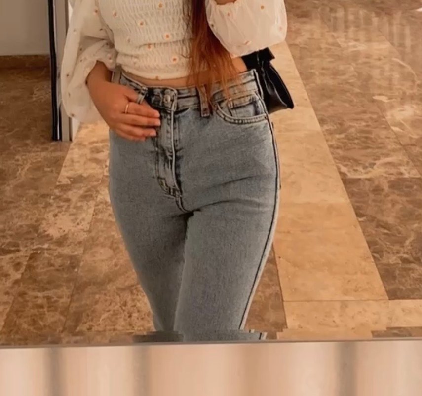 Gri İspanyol Paça Denim Fit Kadın Jean - Görsel 5