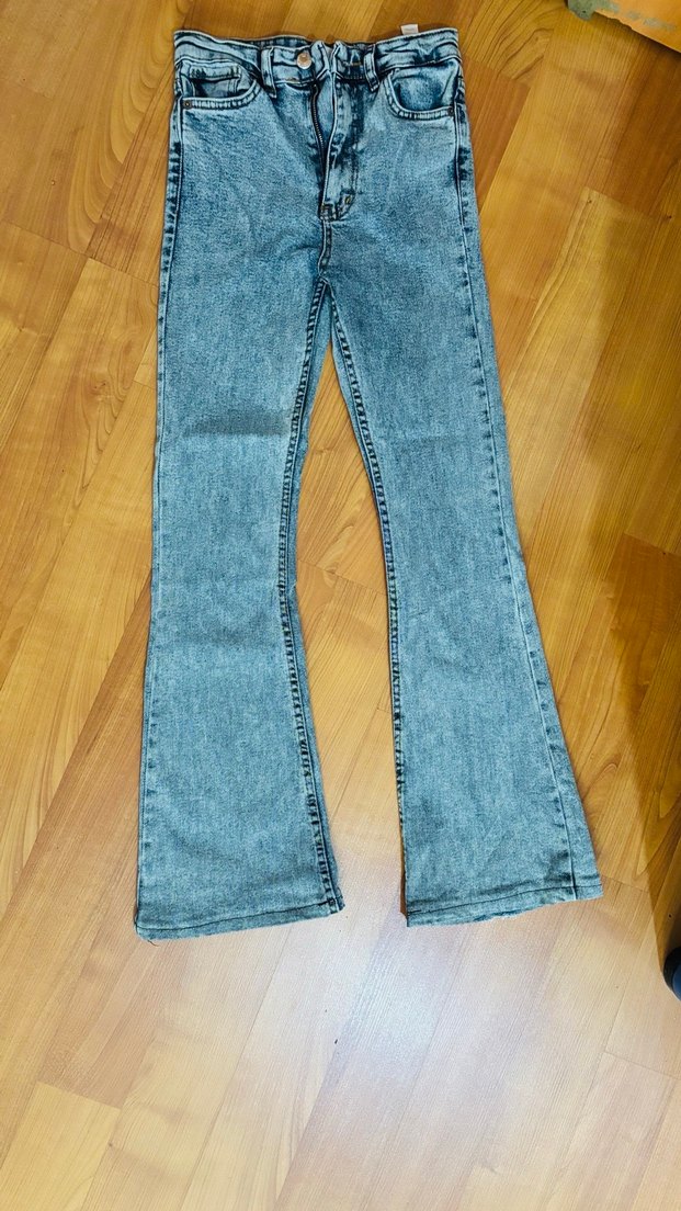 Gri İspanyol Paça Denim Fit Kadın Jean - Görsel 3