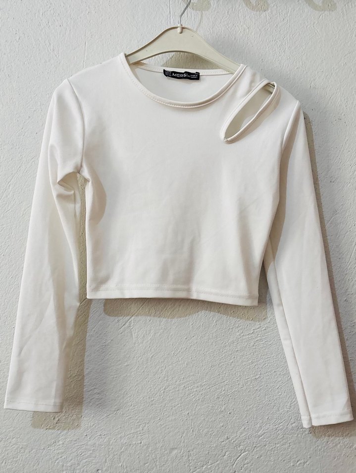 Beyaz Uzun Kollu Mini Bluz - Görsel 2