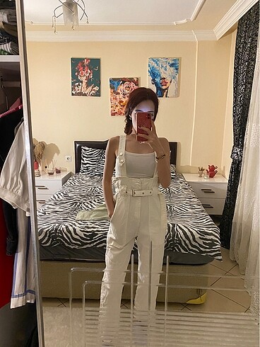 Eyyo Beyaz Denim Tulum Salopet