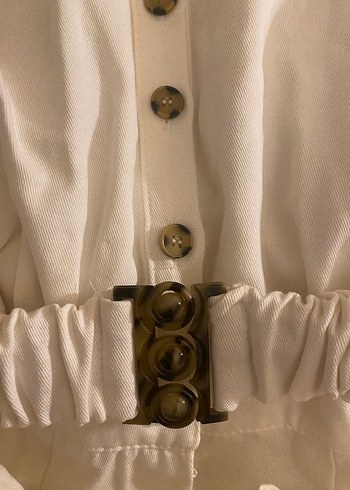 Trendyolmilla Kemerli Kısa Keten Tulum - Görsel 3