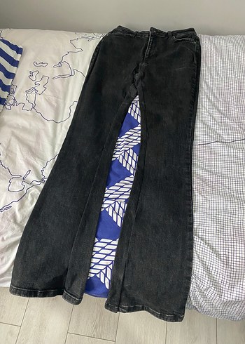 Kadın Gri Drapeli Uzun Denim Pantolon - Görsel 2