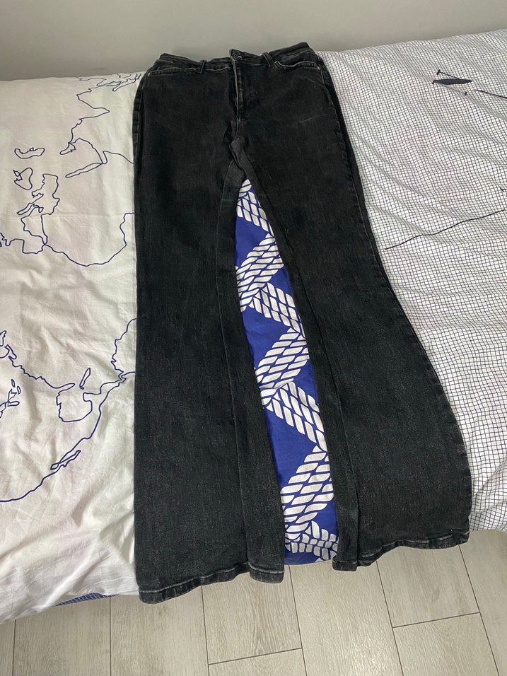 Kadın Gri Drapeli Uzun Denim Pantolon - Görsel 3