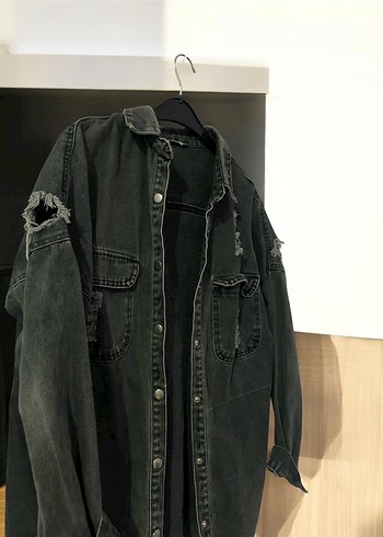 LC Waikiki Siyah Baskılı Kadın Denim Ceket