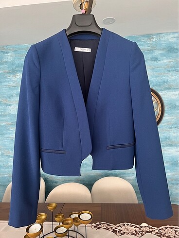 Mango saks mavisi blazer ceket