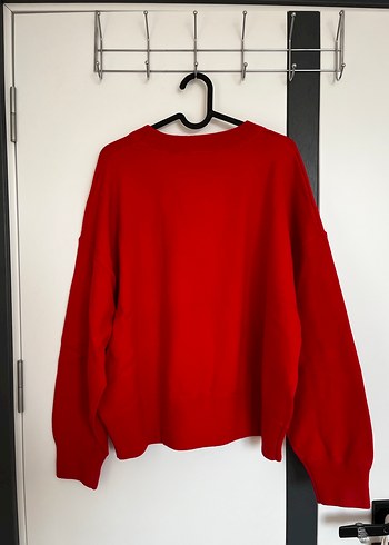 l Beden kırmızı Renk Kırmızı Kadın Düz Örgü Sweatshirt