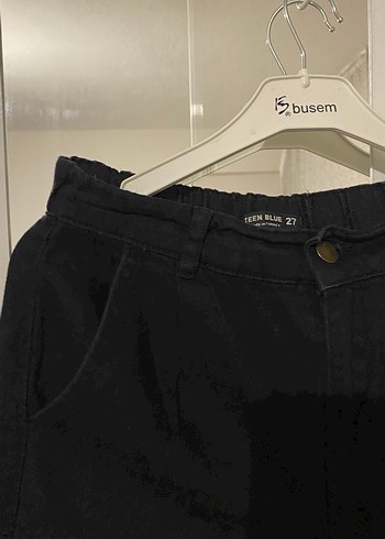 Kadın Siyah kot Bol Kesim Boyfriend Pantolon - Görsel 2