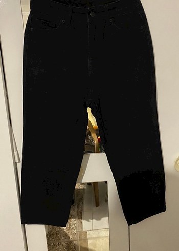 Kadın Siyah kot Bol Kesim Boyfriend Pantolon - Görsel 4