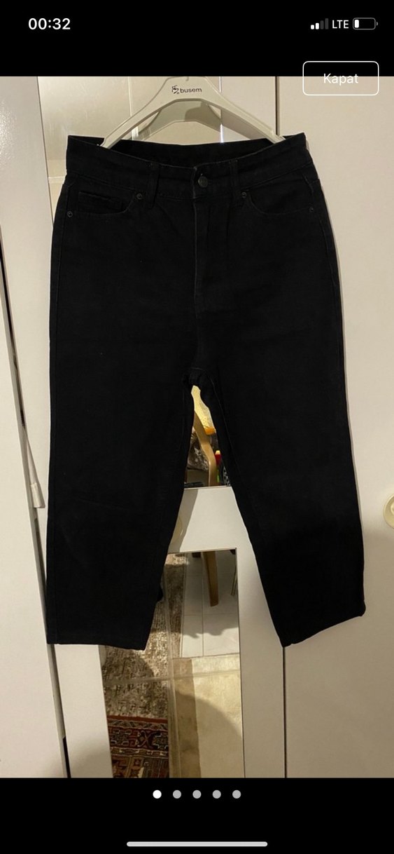 Kadın Siyah kot Bol Kesim Boyfriend Pantolon - Görsel 4