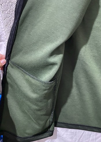 Haki ve Siyah Fermuarlı Erkek Sweatshirt - Görsel 4