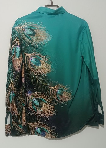 Turkuaz Saten Gömlek - Görsel 3