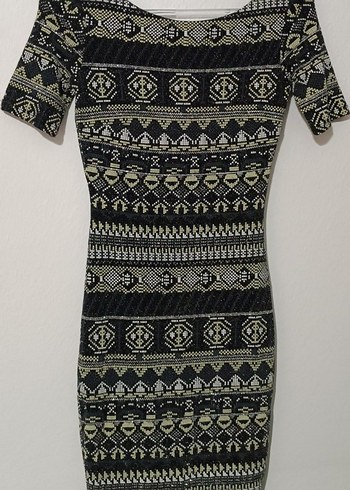 Koton Marka Desenli Sırt Dekolteli Elbise - Görsel 3