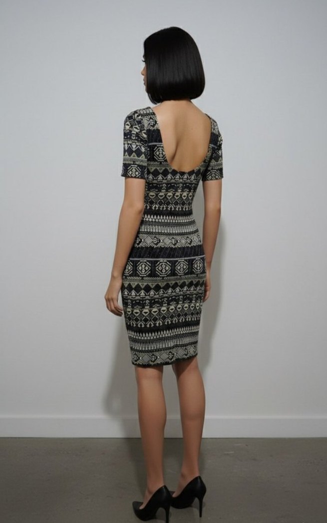 Koton Marka Desenli Sırt Dekolteli Elbise - Görsel 2