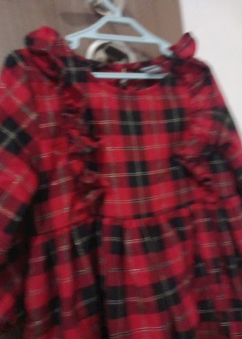 Kız Çocuk Kırmızı Uzun Kollu Fırfırlı Elbise - Görsel 3