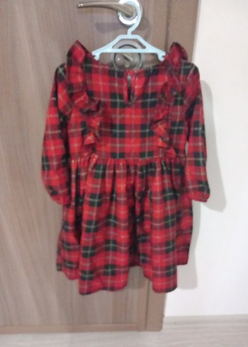 Kız Çocuk Kırmızı Uzun Kollu Fırfırlı Elbise - Görsel 4