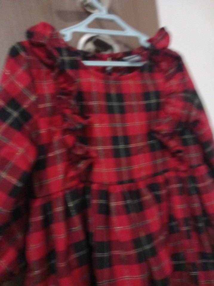 Kız Çocuk Kırmızı Uzun Kollu Fırfırlı Elbise - Görsel 3