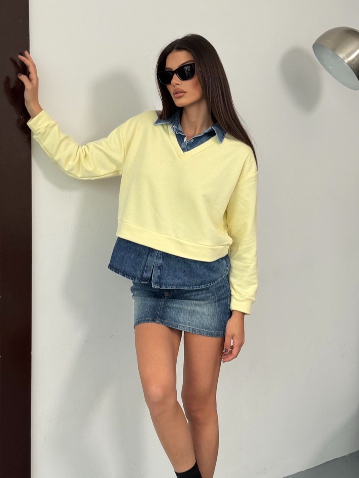 Denim detay sweat harika  - Görsel 4