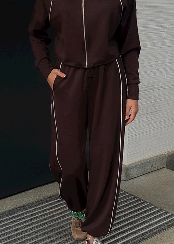 Kahverengi Fermuarlı Kadın Eşofman Takımı - Görsel 2