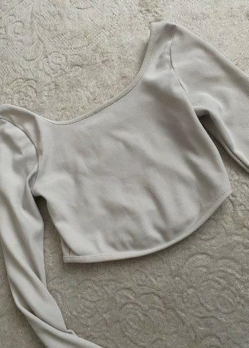 Gri Uzun Kollu Fitted Bluz - Görsel 3