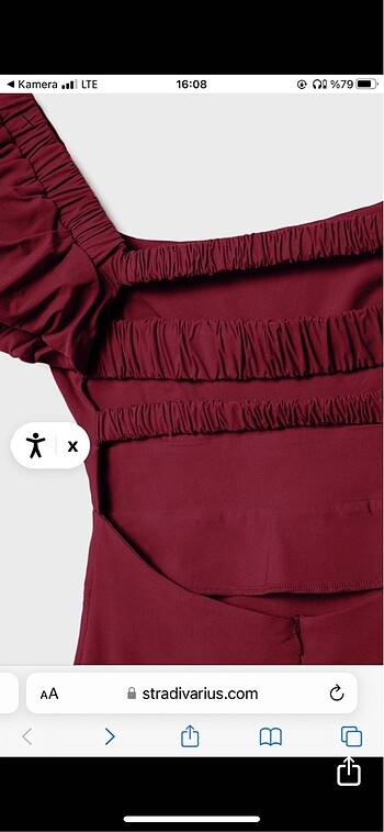 m Beden bordo Renk Stradivarius sırtı açık kısa elbise