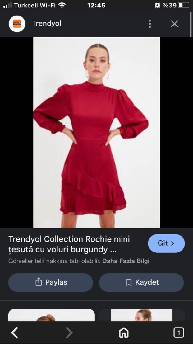 Kırmızı Drapeli Uzun Kollu Midi Elbise - Görsel 5