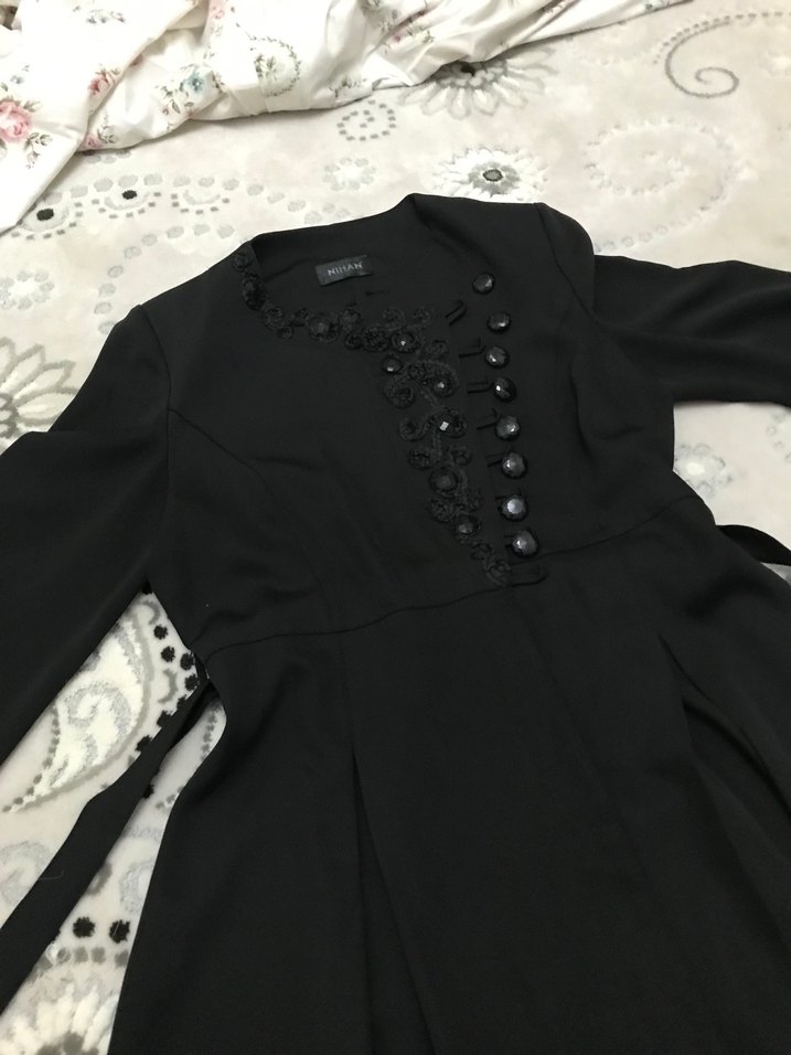 Düğmeli Siyah Uzun Kollu  Elbise ölçülerini isteyene atarım - Görsel 2