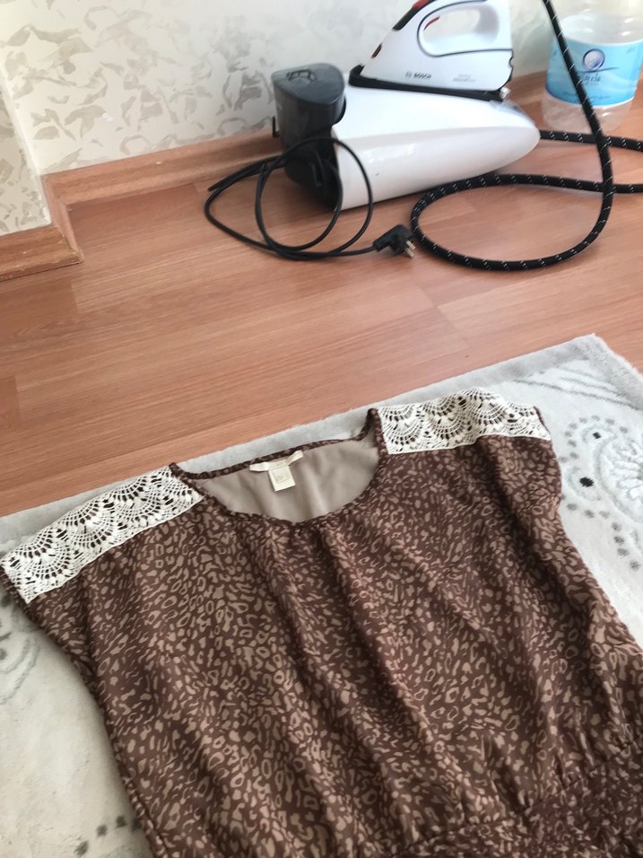 Dantel Detaylı Kahverengi Bohem Elbise - Görsel 3