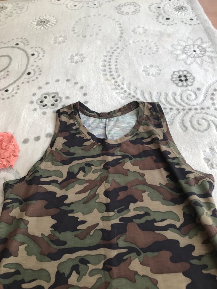 Kahverengi Kamuflaj Desenli Uzun Salaş Elbise - Görsel 3