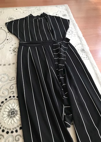 Siyah Çizgili Kadın Uzun Tulum - Görsel 3