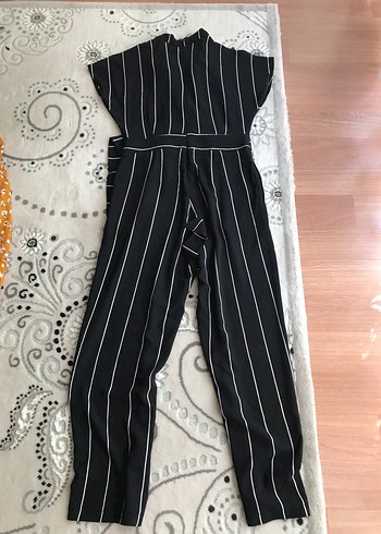 Siyah Çizgili Kadın Uzun Tulum - Görsel 2