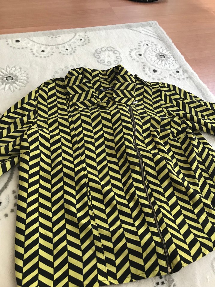 Sarı Zebra Desenli Kadın Gömlek - Görsel 2