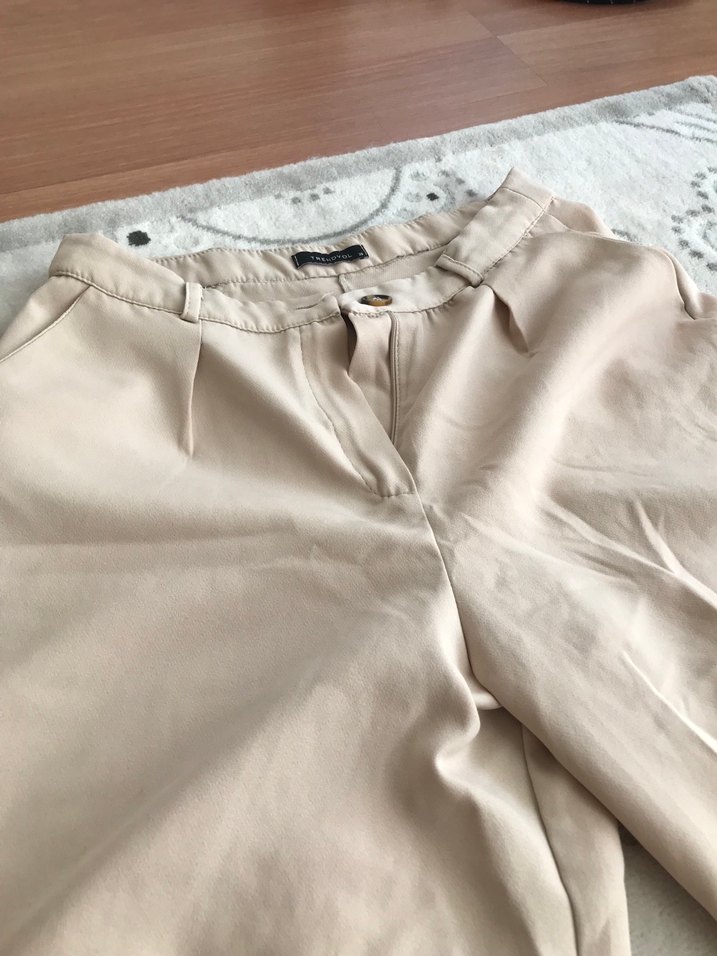 Bej Mini Kadın Şort Pamuk Kumaş - Görsel 2