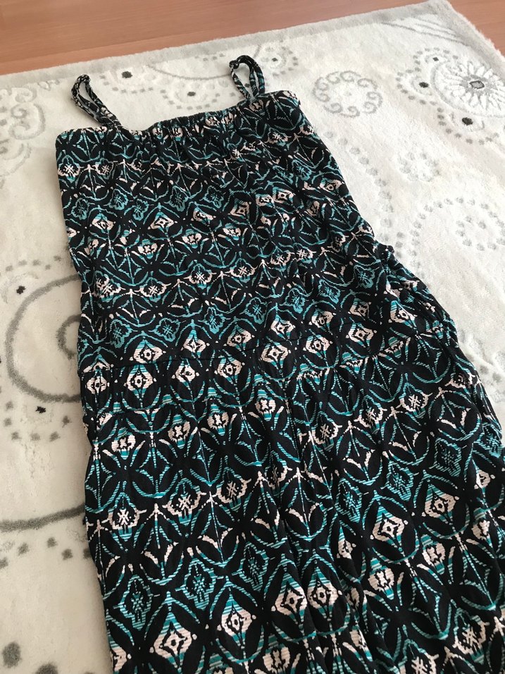 Kadın Turkuaz Uzun Triko Tulum - Görsel 3