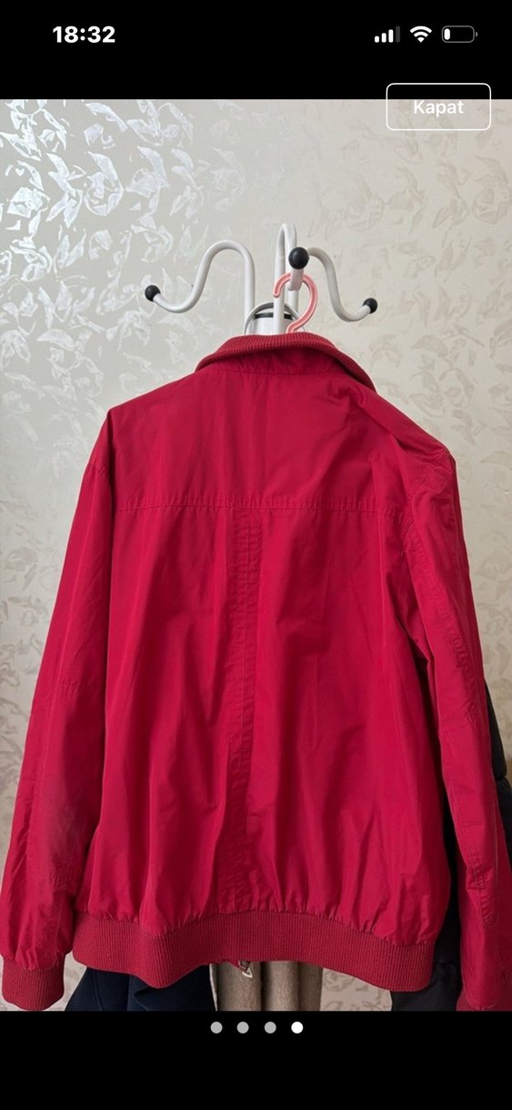 Kırmızı Fermuarlı Erkek Midi Mont - Görsel 2