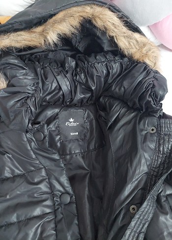 Siyah Deri Kadın Uzun Kışlık Mont - Görsel 2