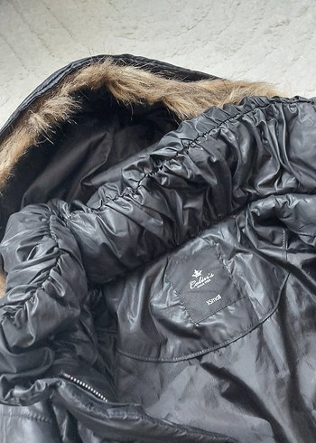 Siyah Deri Kadın Uzun Kışlık Mont - Görsel 3