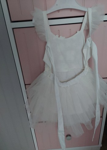 Beyaz Dantel Detaylı Kız Çocuk Elbise - Görsel 2