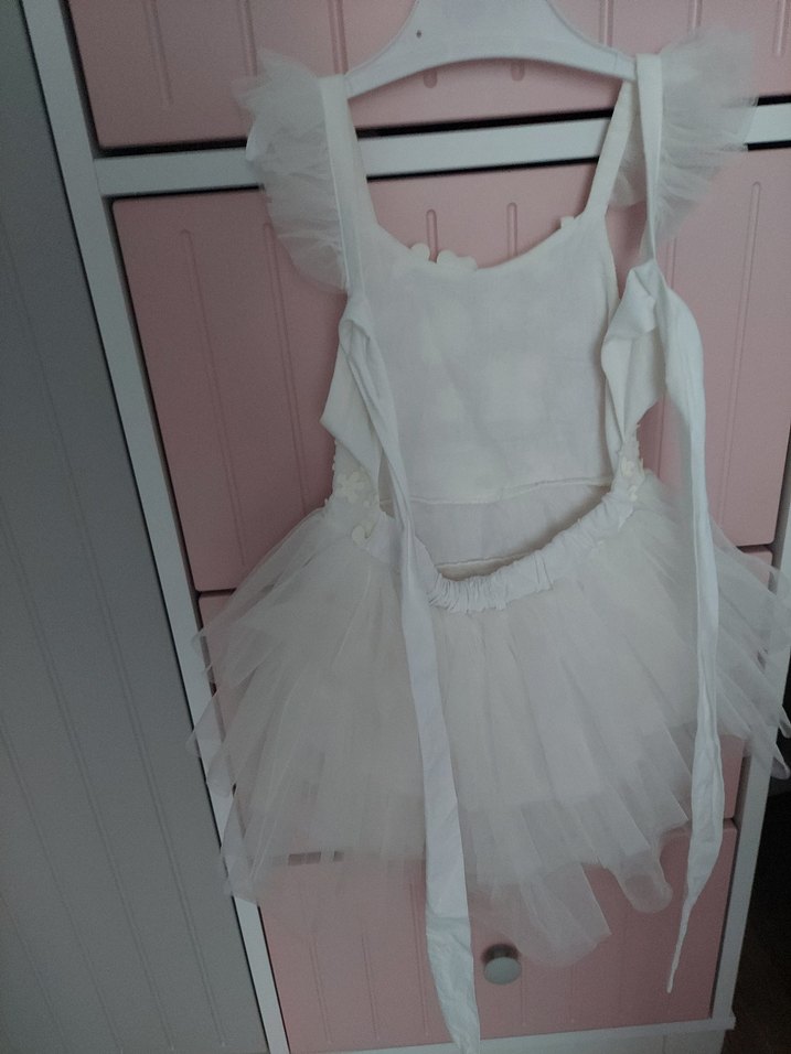 Beyaz Dantel Detaylı Kız Çocuk Elbise - Görsel 2