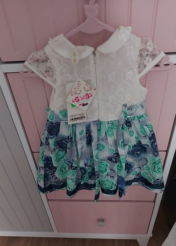 Dantel Detaylı Çiçekli Kız Elbisesi - Görsel 2