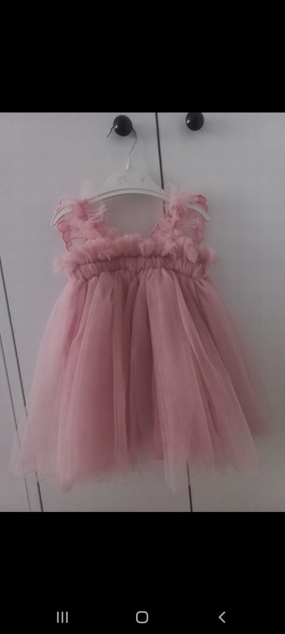 Pembe Kelebek Kanatlı Kız Elbisesi - Görsel 2