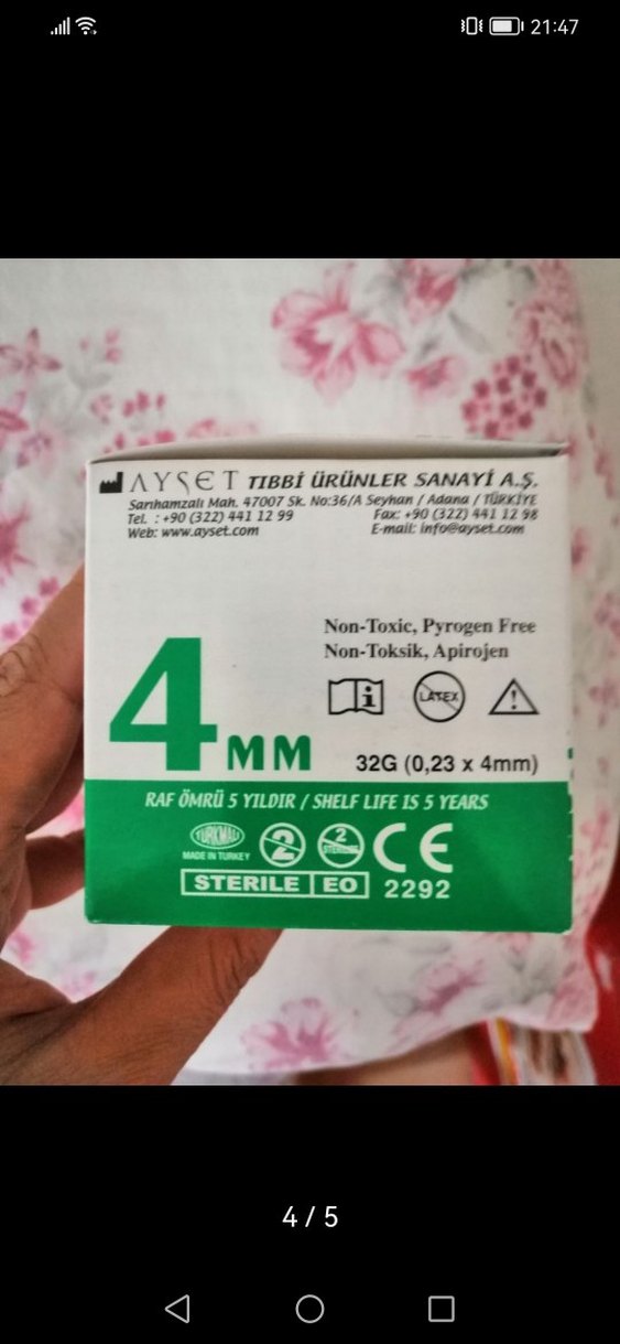 4 mm Steril Enjeksiyon İğnesi, 32G, 5 Yıl Raf Ömrü - Görsel 2