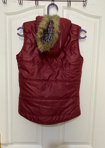 Bordo  Kadın Kolsuz mont - Görsel 2