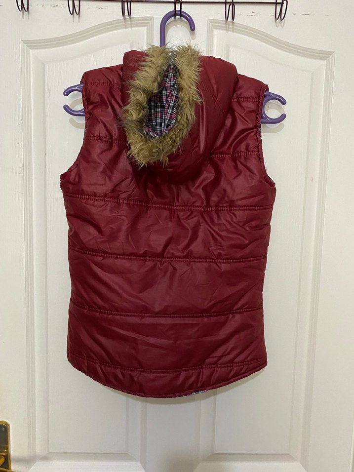 Bordo  Kadın Kolsuz mont - Görsel 2