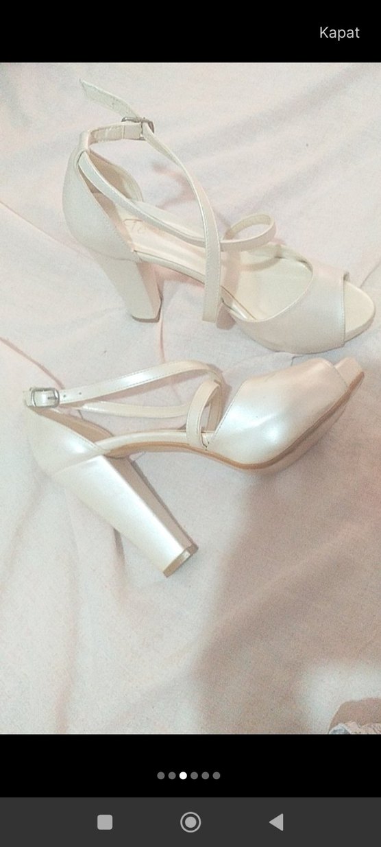 Beyaz Stiletto Topuklu Kadın Gece Ayakkabısı - Görsel 2