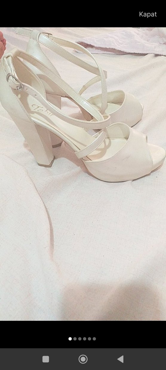 Beyaz Stiletto Topuklu Kadın Gece Ayakkabısı - Görsel 3