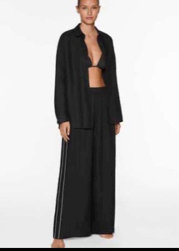 Siyah Midi Kadın Kumaş Pantolon - Görsel 5