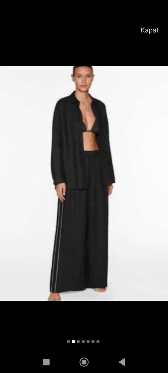 Siyah Midi Kadın Kumaş Pantolon - Görsel 5